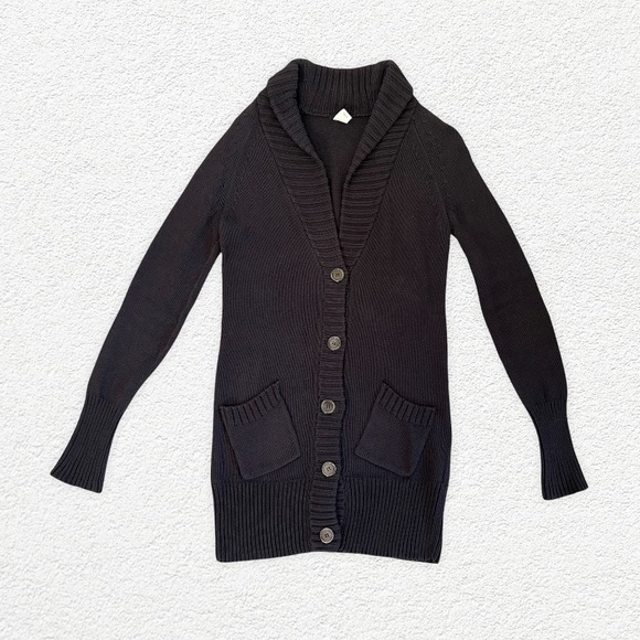 💚 GUC💚 J. CREW Charcoal Knit Cotton Long Cardigan - Picture 1 of 9